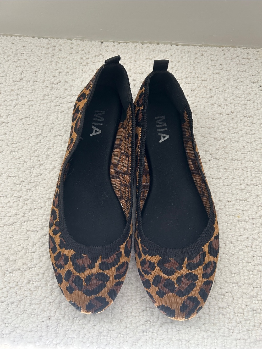 MIA Leopard Print Knit Flats - Brown & Black